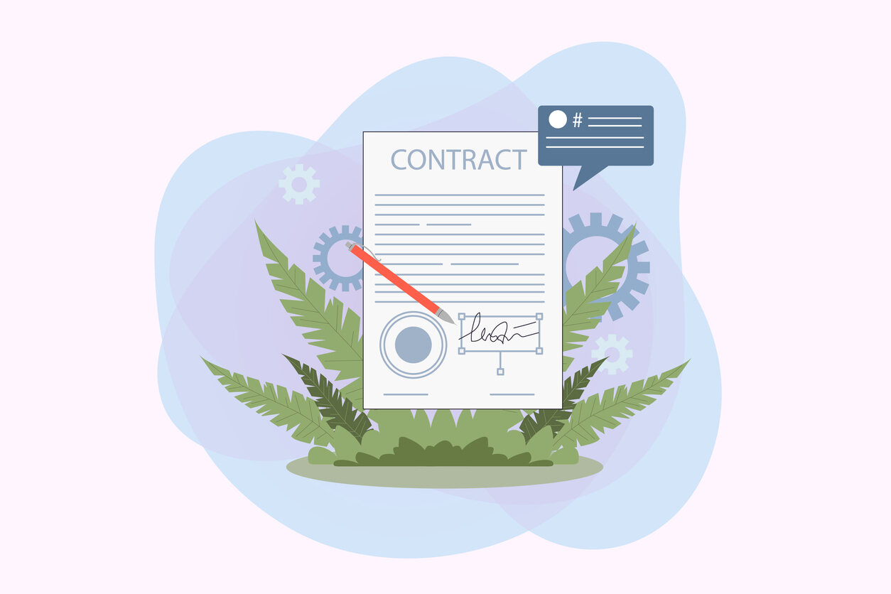 Contract with electronic signature vector image